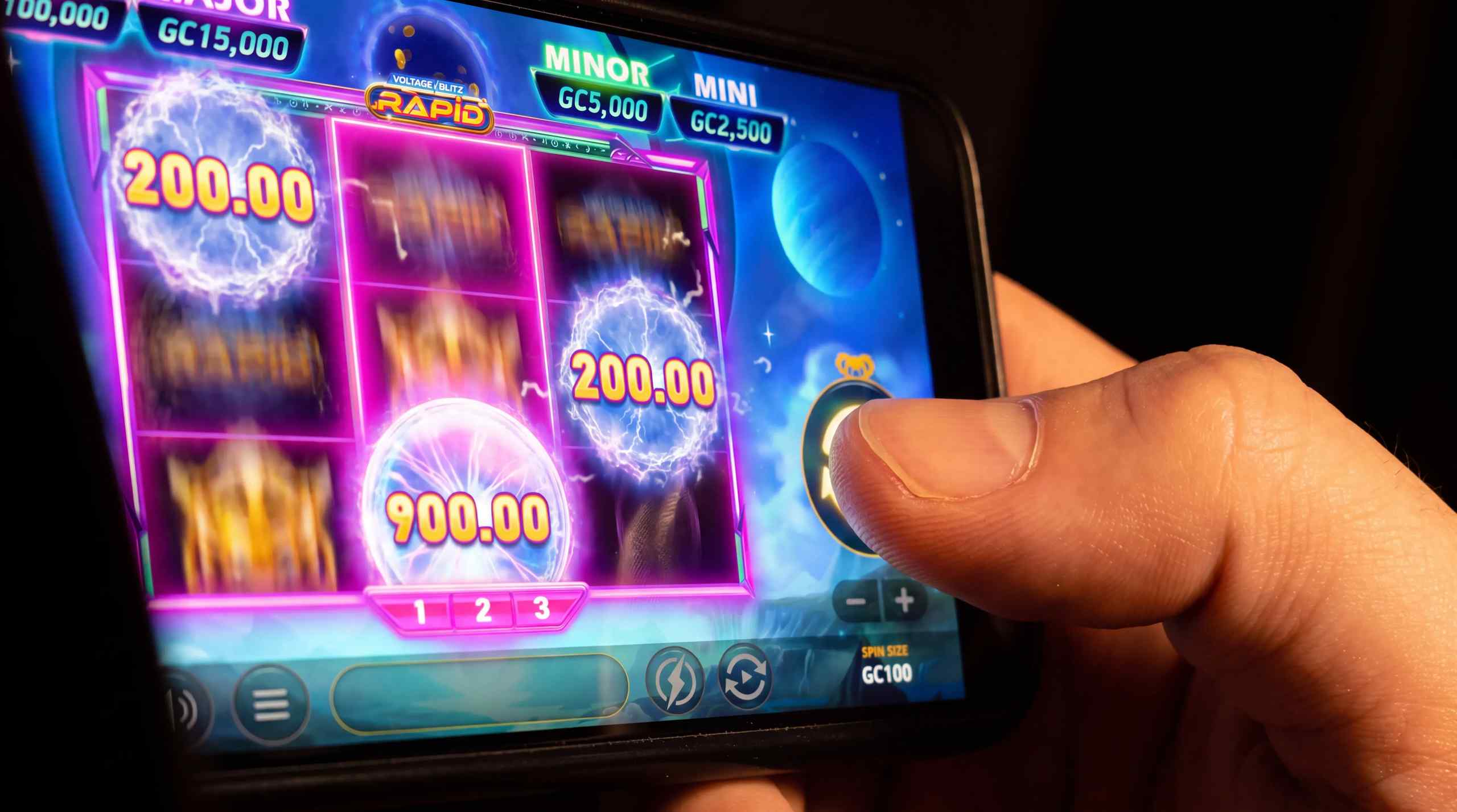 A slot being played on a mobile device.
